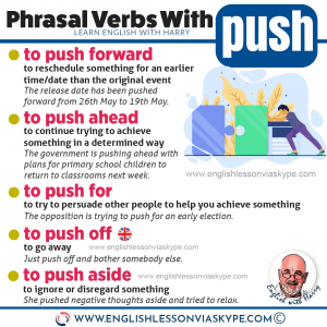 16 Phrasal Verbs with Push - Learn English with Harry 👴