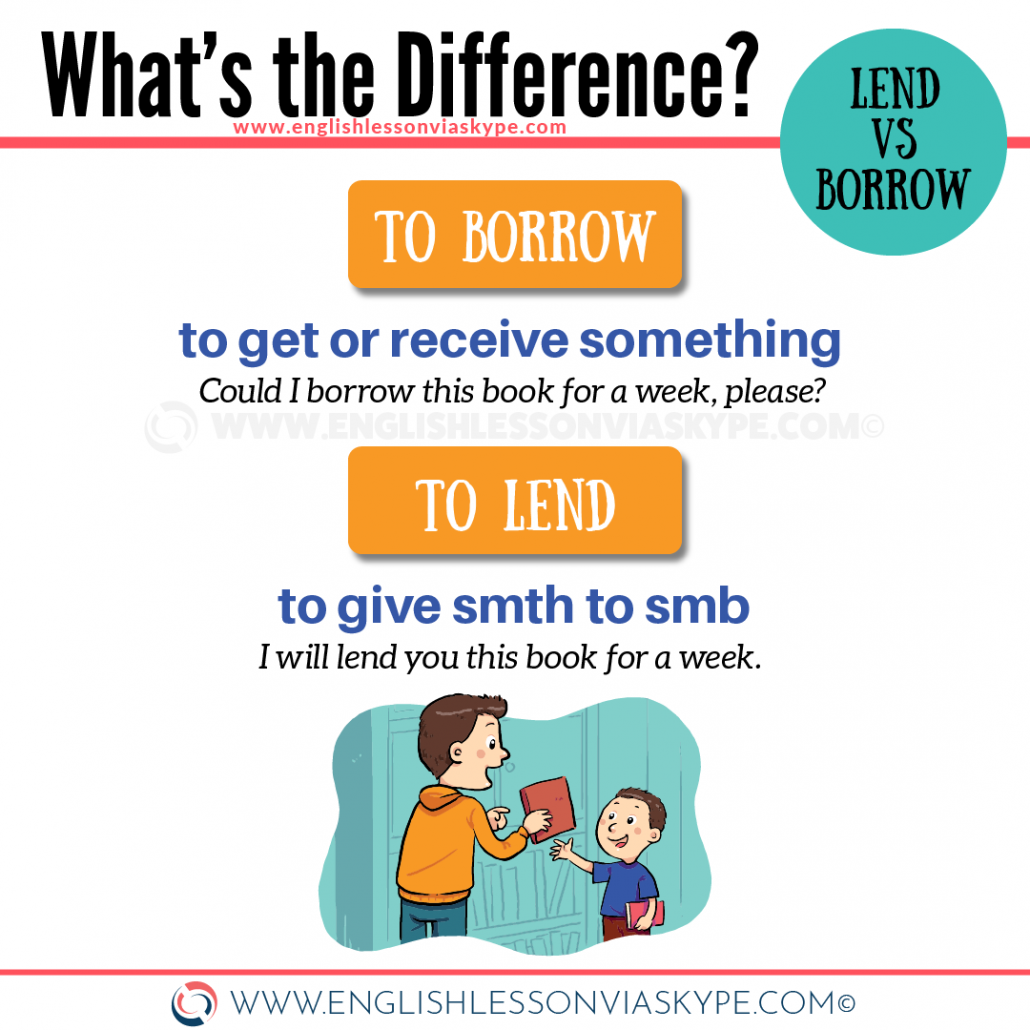 Difference between Lend and Borrow - English Lesson via Skype