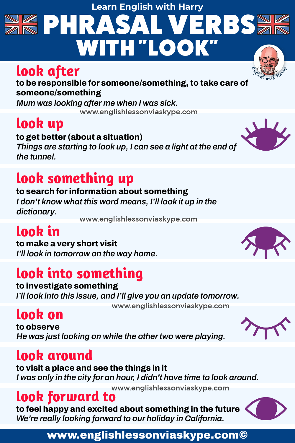 LOOK UP – phrasal verb – meanings and examples