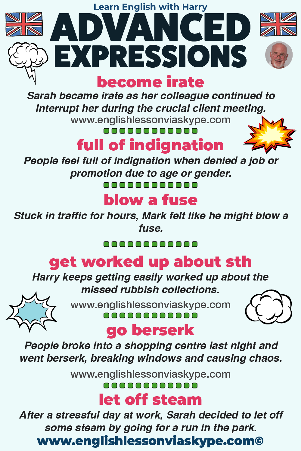 20 Advanced English phrases for anger. Improve your English skills from intermediate to advanced with www.englishlessonviaskype.com #learnenglish #englishlessons #EnglishTeacher #vocabulary #ingles #английский #aprenderingles #english #cursodeingles #учианглийский #vocabulário #dicasdeingles #learningenglish #ingilizce #englishgrammar #englishvocabulary #ielts #idiomas