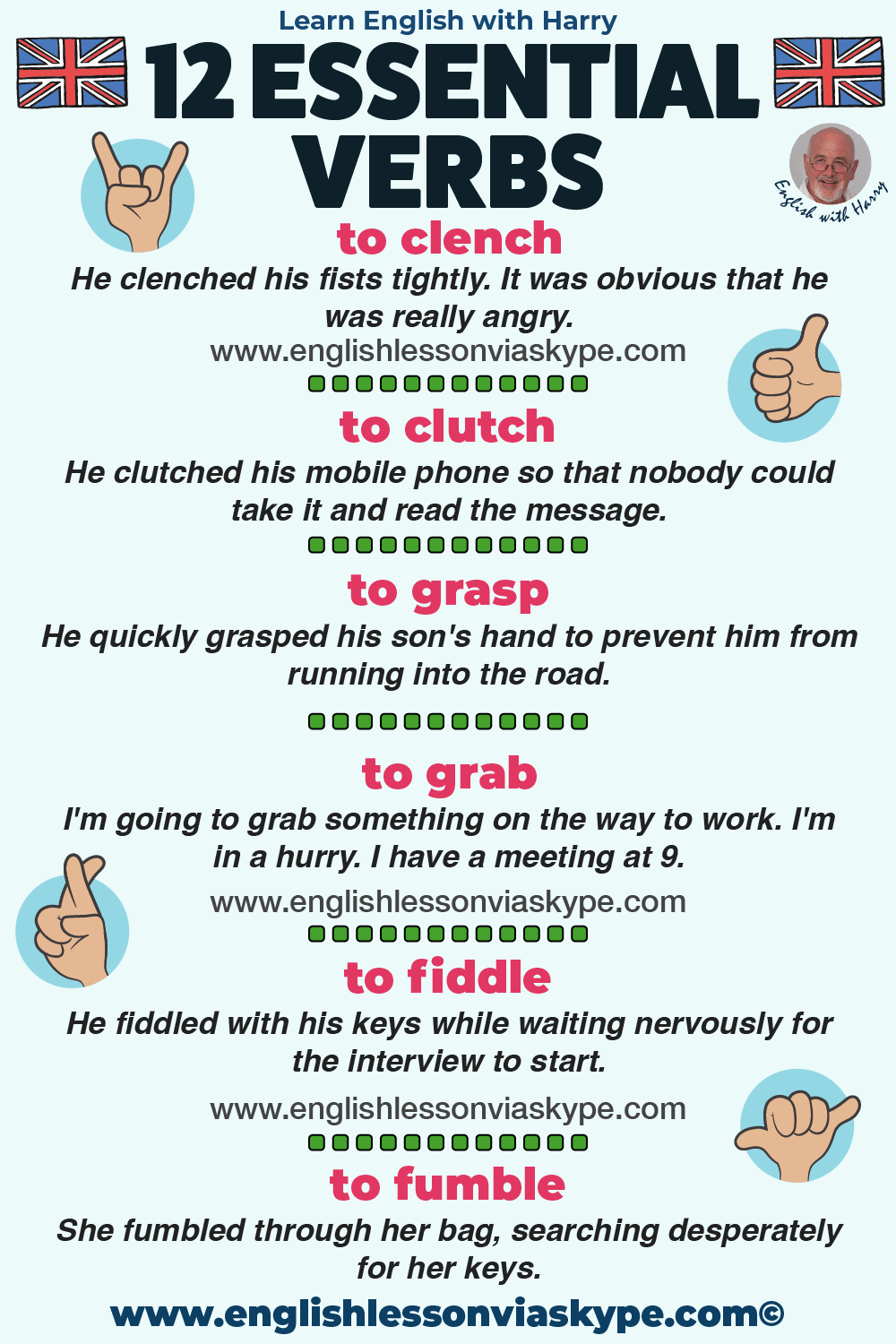 Essential English verbs for gestures. Improve your English skills from intermediate to advanced with www.englishlessonviaskype.com #learnenglish #englishlessons #EnglishTeacher #vocabulary #ingles #английский #aprenderingles #english #cursodeingles #учианглийский #vocabulário #dicasdeingles #learningenglish #ingilizce #englishgrammar #englishvocabulary #ielts #idiomas